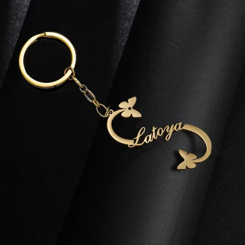 Butterfly Infinity Name Keychain