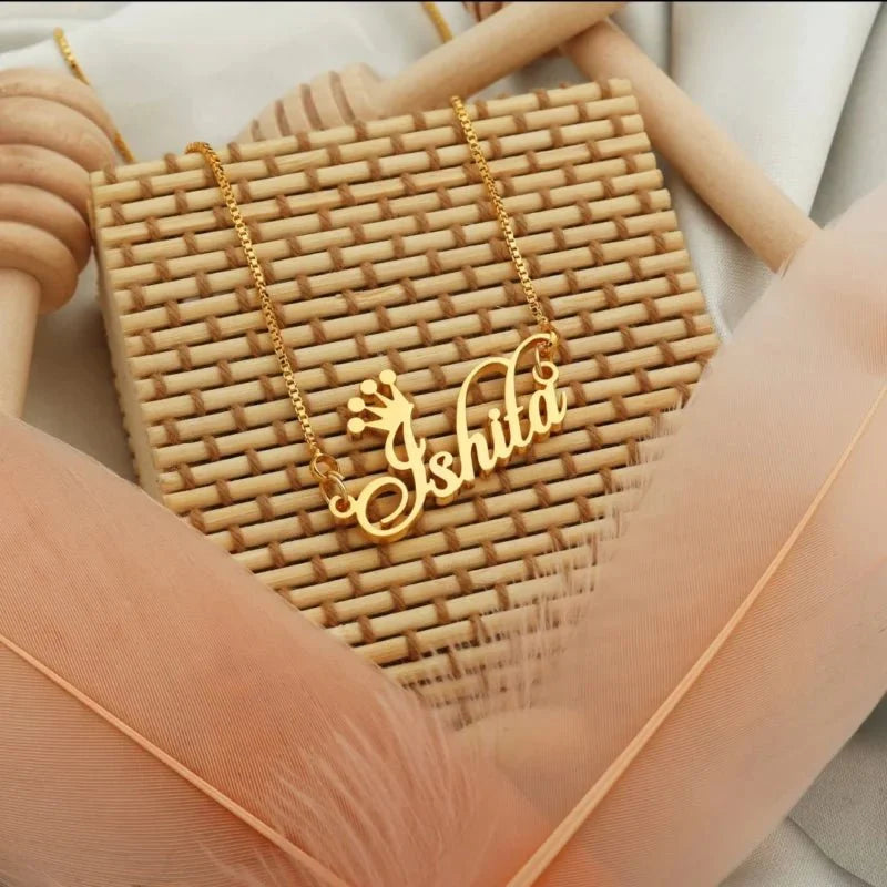 Candlescript Crown Style Name Necklace