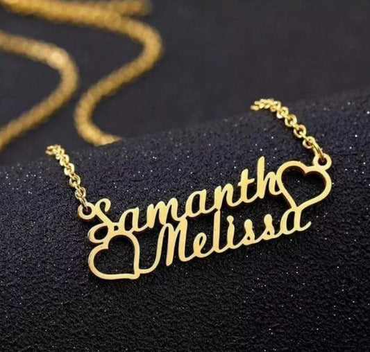 Couple Two Heart Name Pendant