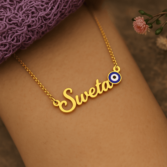 Evil Eye Name Necklace – Personalized Protection Pendant
