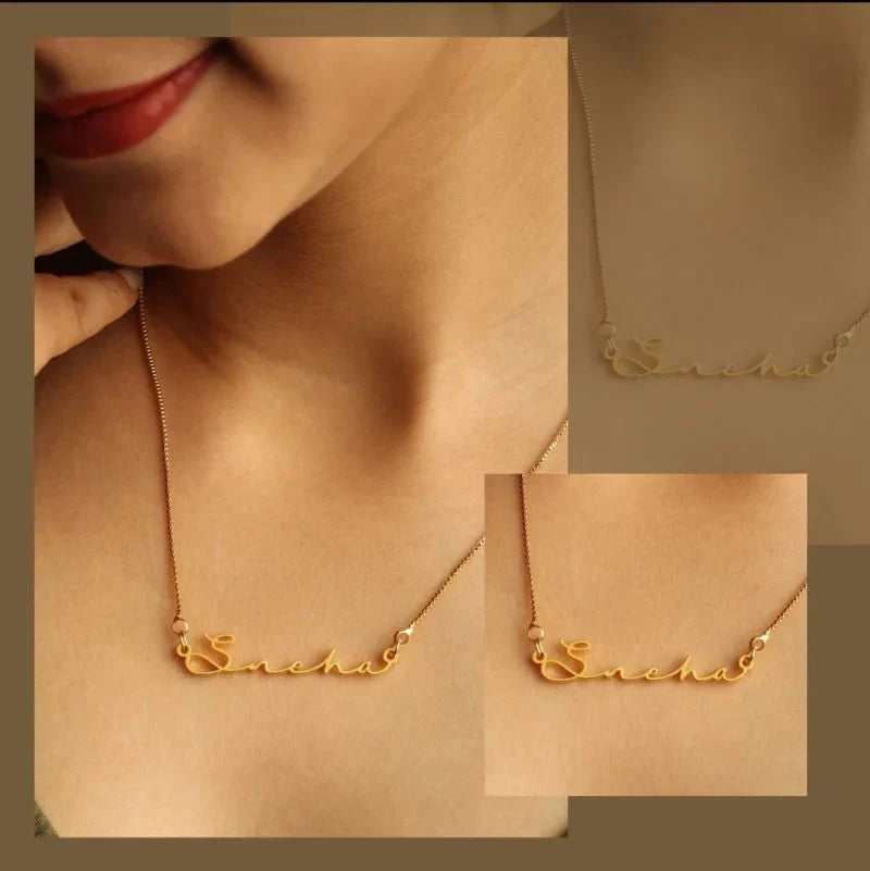 Gold Plated Signature Style Name Necklace