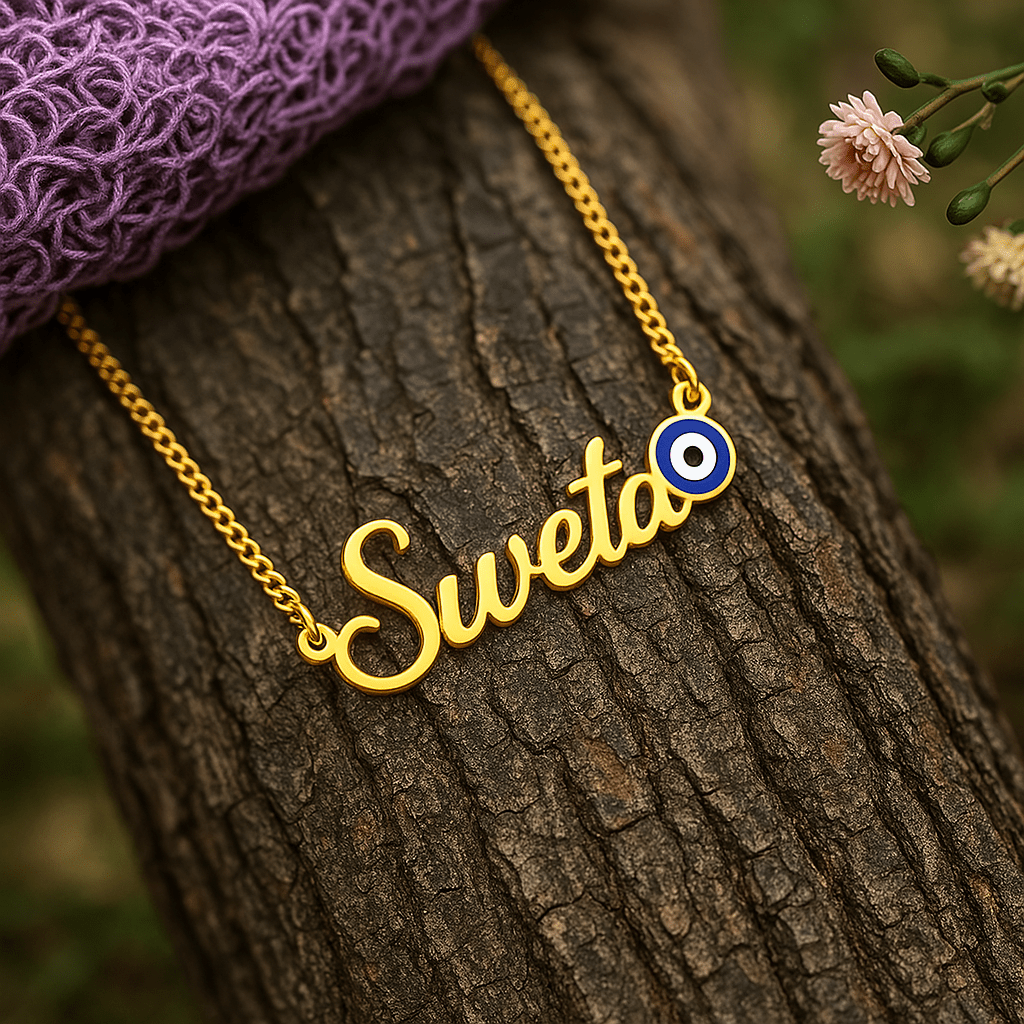 Evil Eye Name Necklace – Personalized Protection Pendant