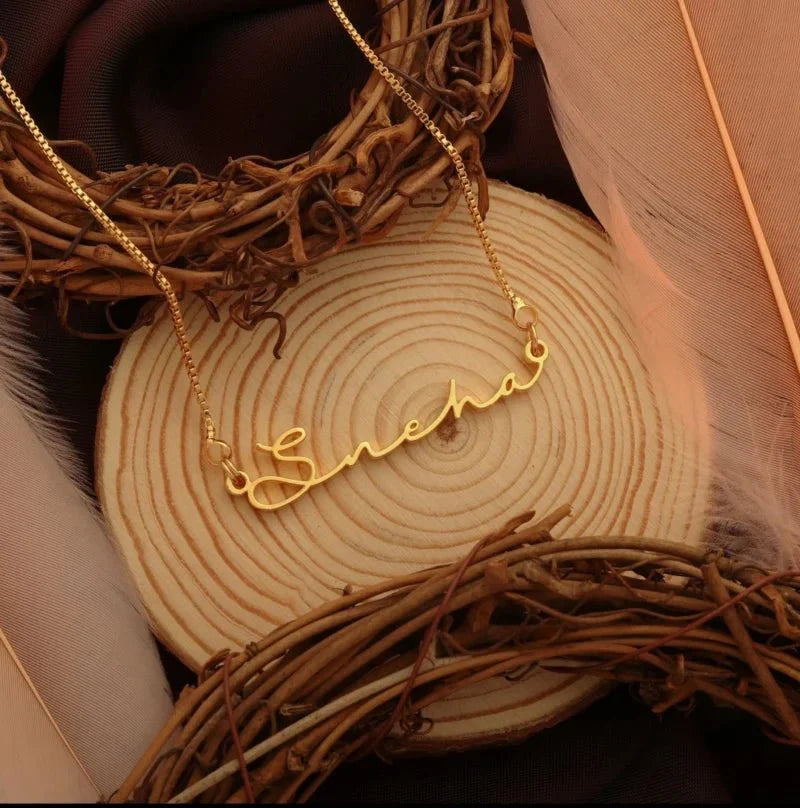 Gold Plated Signature Style Name Necklace