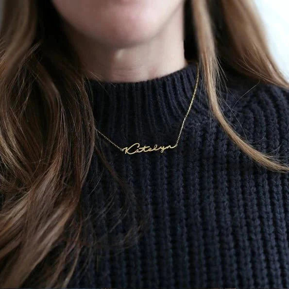 Gold Plated Signature Style Name Necklace