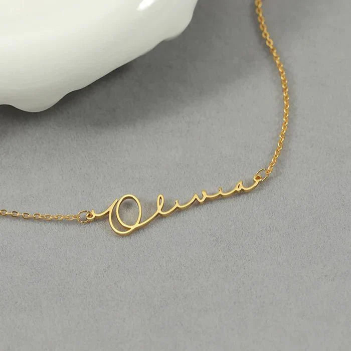 Gold Plated Signature Style Name Necklace