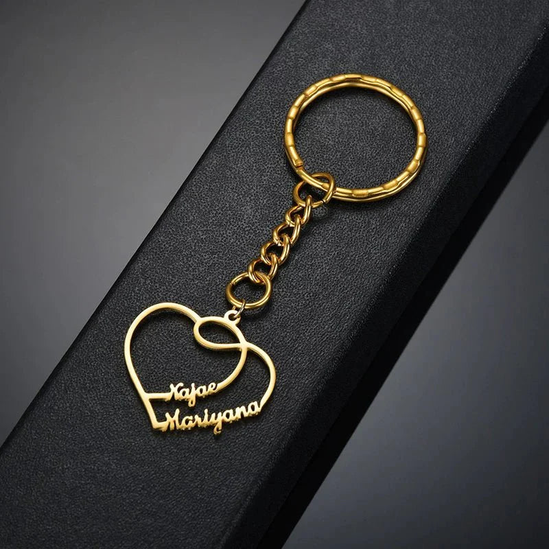 Heart Couple Name Keychain