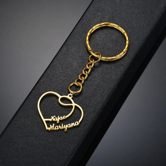 Heart Couple Name Keychain