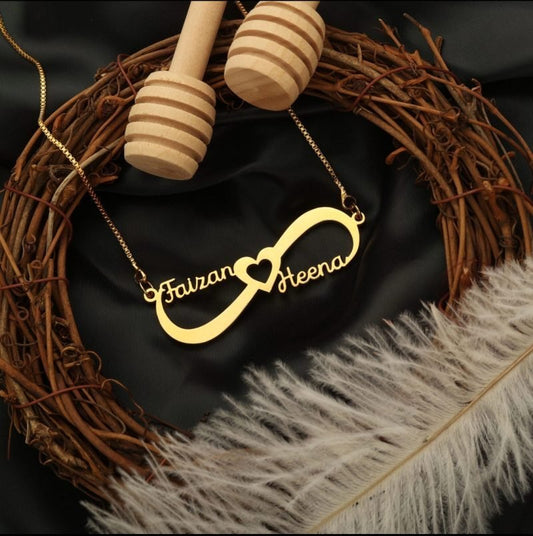 Infinity Heart Style Couple Name Necklace